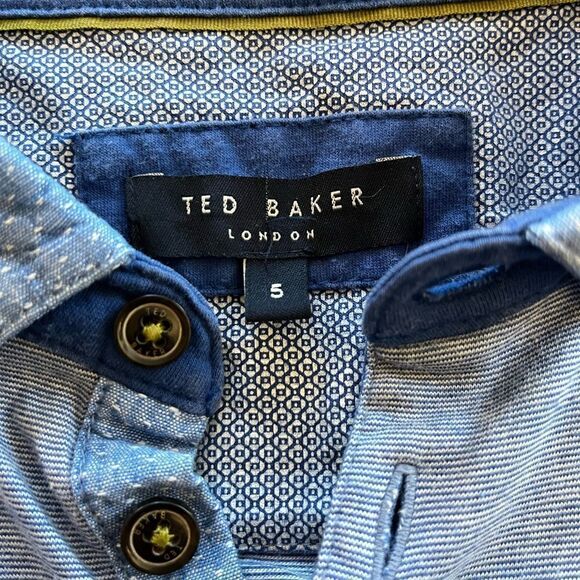 Men's Ted Baker S/S Blue Polo Button Down Size 5 (M) - Picture 5 of 9